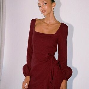 Princess Polly Deep Red Long Sleeve Dress (Never Worn)